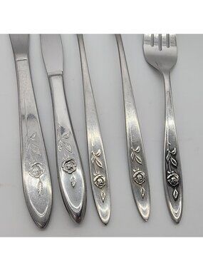 Oneida My Rose Stainless Flatware Dinner Butter Knife Spoon Fork VTG